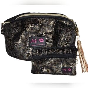 Makeup Junkie Black and Gold Sidekick Bag And Wallet Set